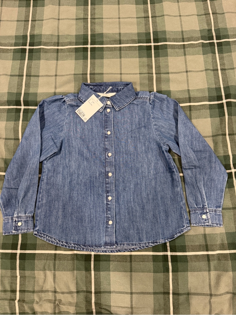 H&M Girls' Light Blue Denim Button-Down Shirt